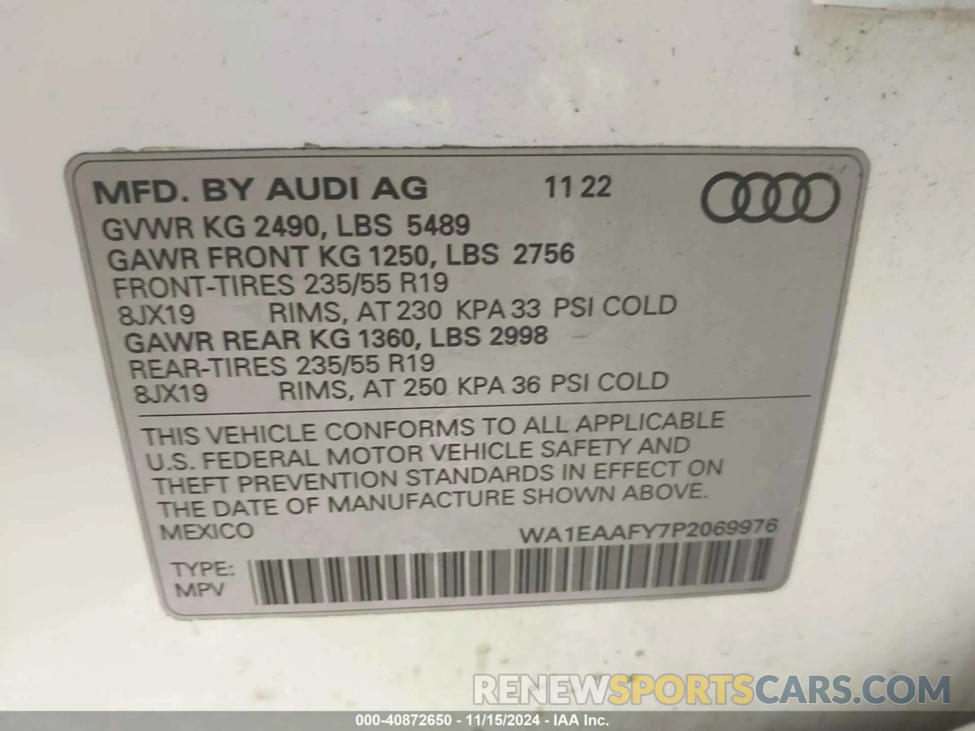 9 Фотография поврежденного автомобиля WA1EAAFY7P2069976 AUDI Q5 2023