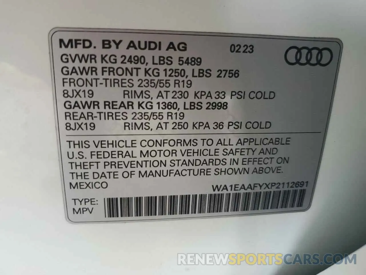 13 Photograph of a damaged car WA1EAAFYXP2112691 AUDI Q5 2023