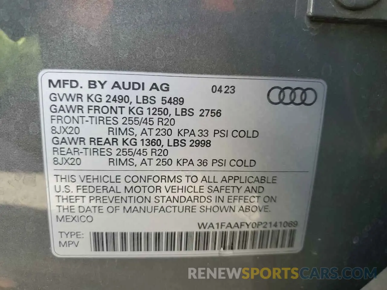 13 Фотография поврежденного автомобиля WA1FAAFY0P2141069 AUDI Q5 2023