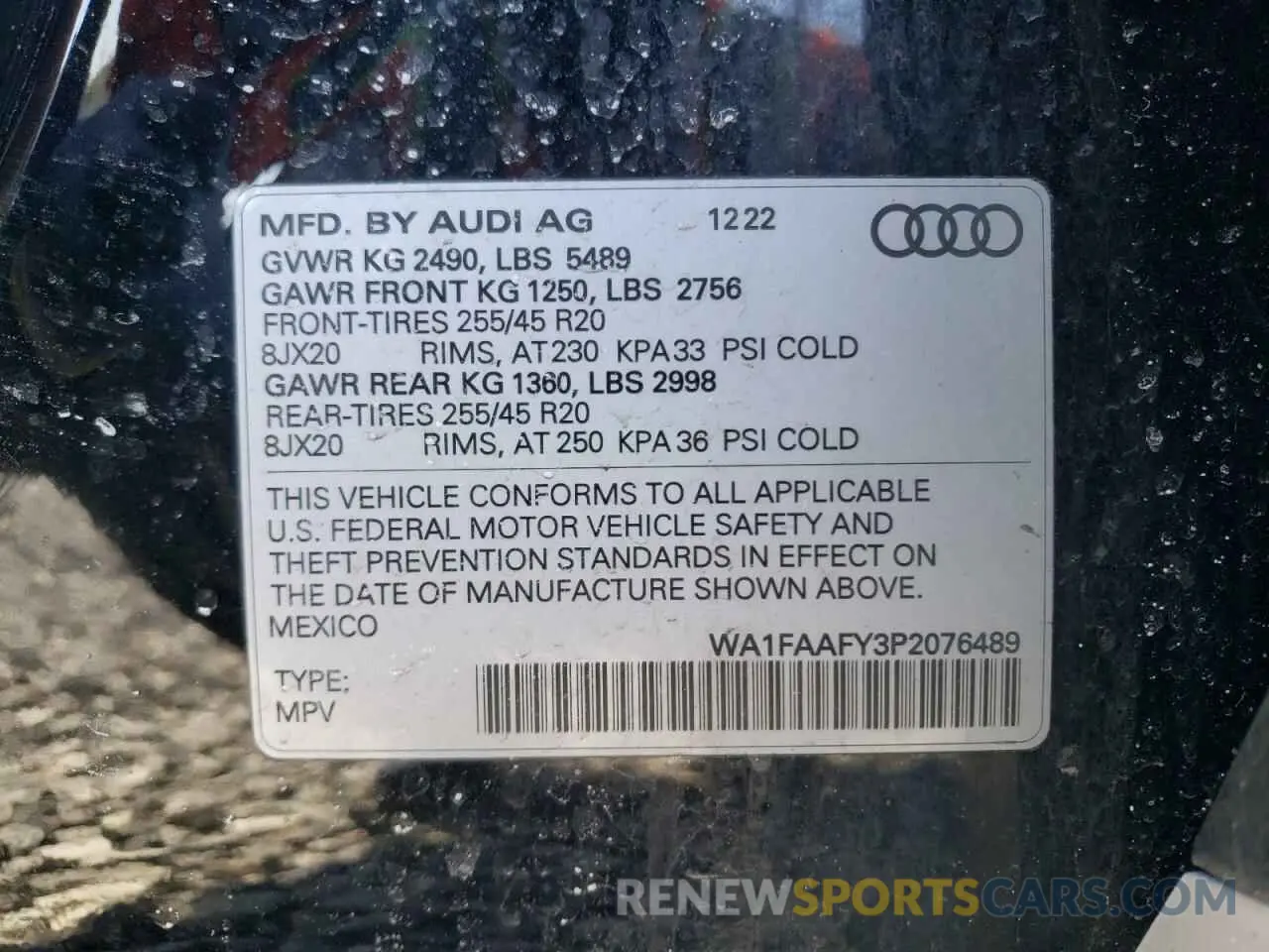 13 Photograph of a damaged car WA1FAAFY3P2076489 AUDI Q5 2023