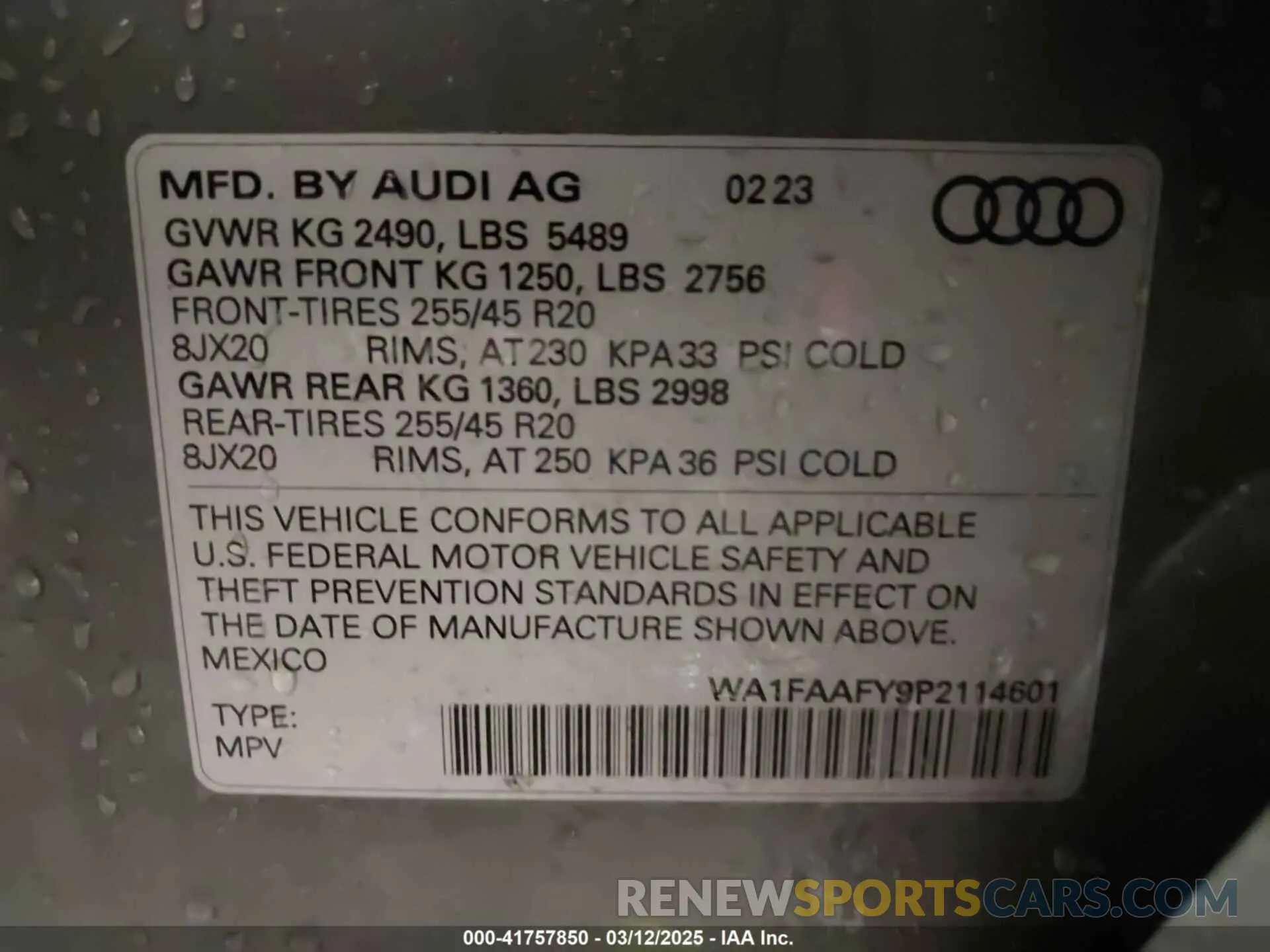 9 Photograph of a damaged car WA1FAAFY9P2114601 AUDI Q5 2023
