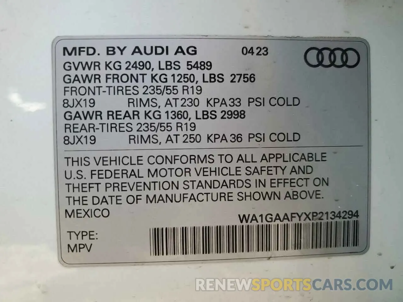 13 Фотография поврежденного автомобиля WA1GAAFYXP2134294 AUDI Q5 2023