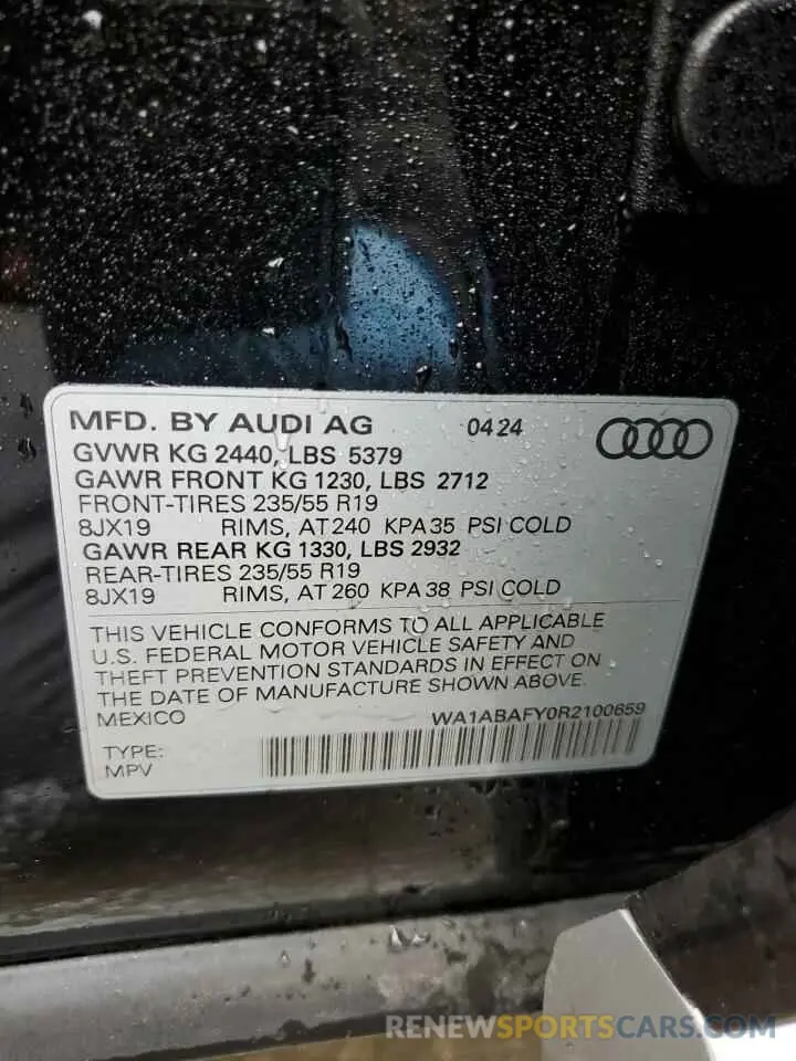 12 Photograph of a damaged car WA1ABAFY0R2100659 AUDI Q5 2024