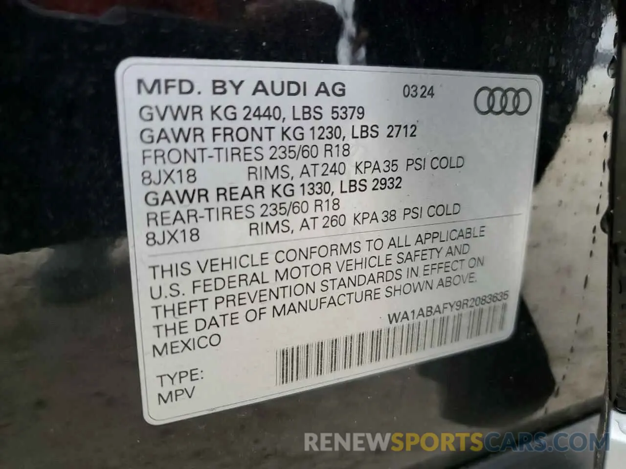 14 Фотография поврежденного автомобиля WA1ABAFY9R2083635 AUDI Q5 2024