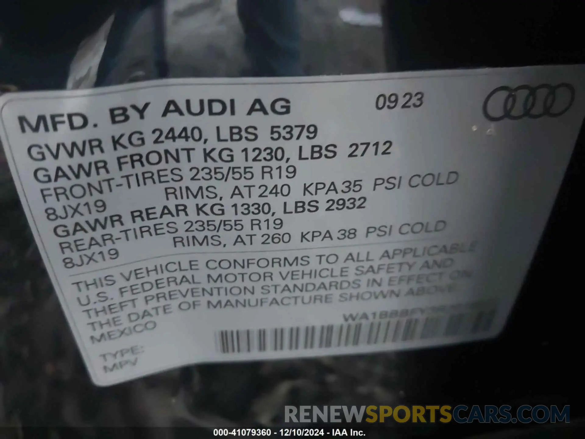 9 Фотография поврежденного автомобиля WA1BBBFY3R2016037 AUDI Q5 2024