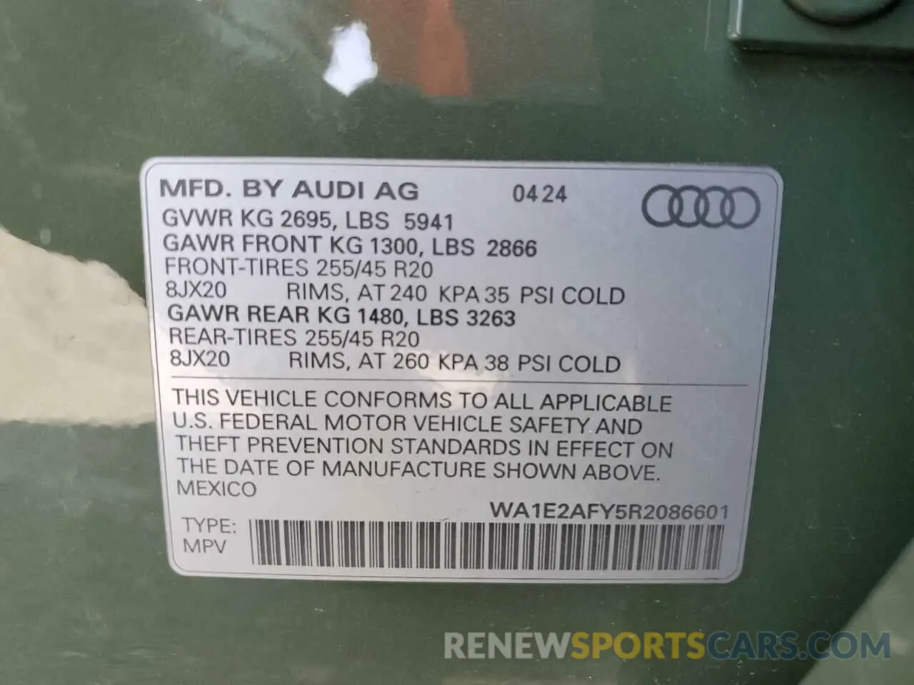 14 Фотография поврежденного автомобиля WA1E2AFY5R2086601 AUDI Q5 2024