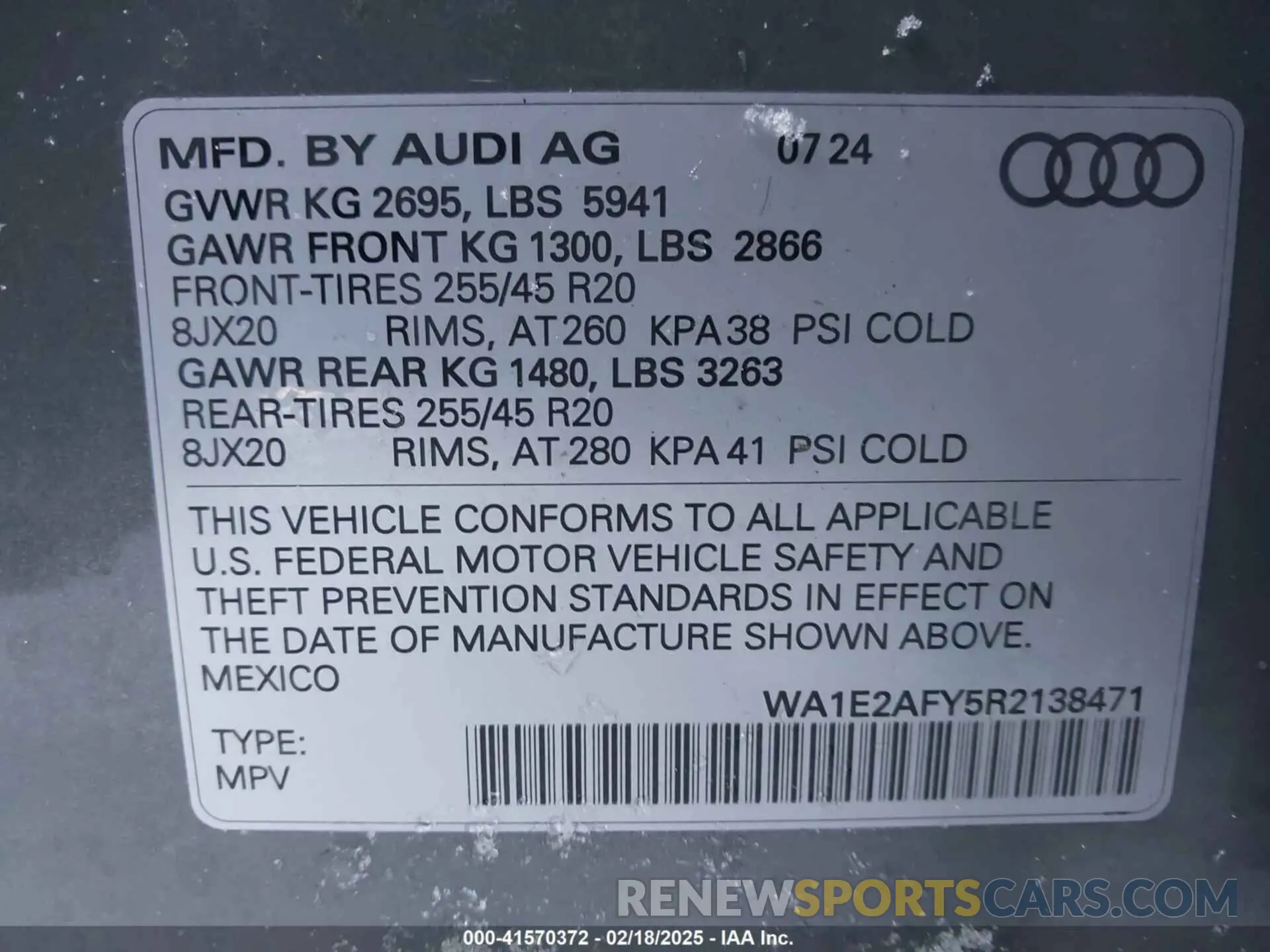 9 Фотография поврежденного автомобиля WA1E2AFY5R2138471 AUDI Q5 2024