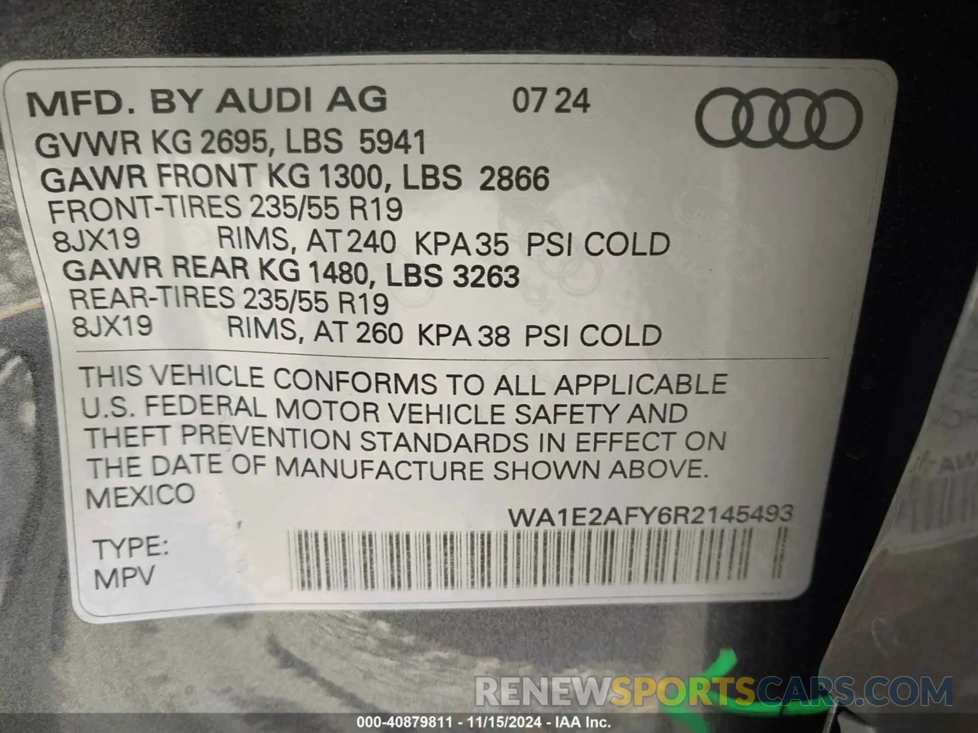 9 Фотография поврежденного автомобиля WA1E2AFY6R2145493 AUDI Q5 2024