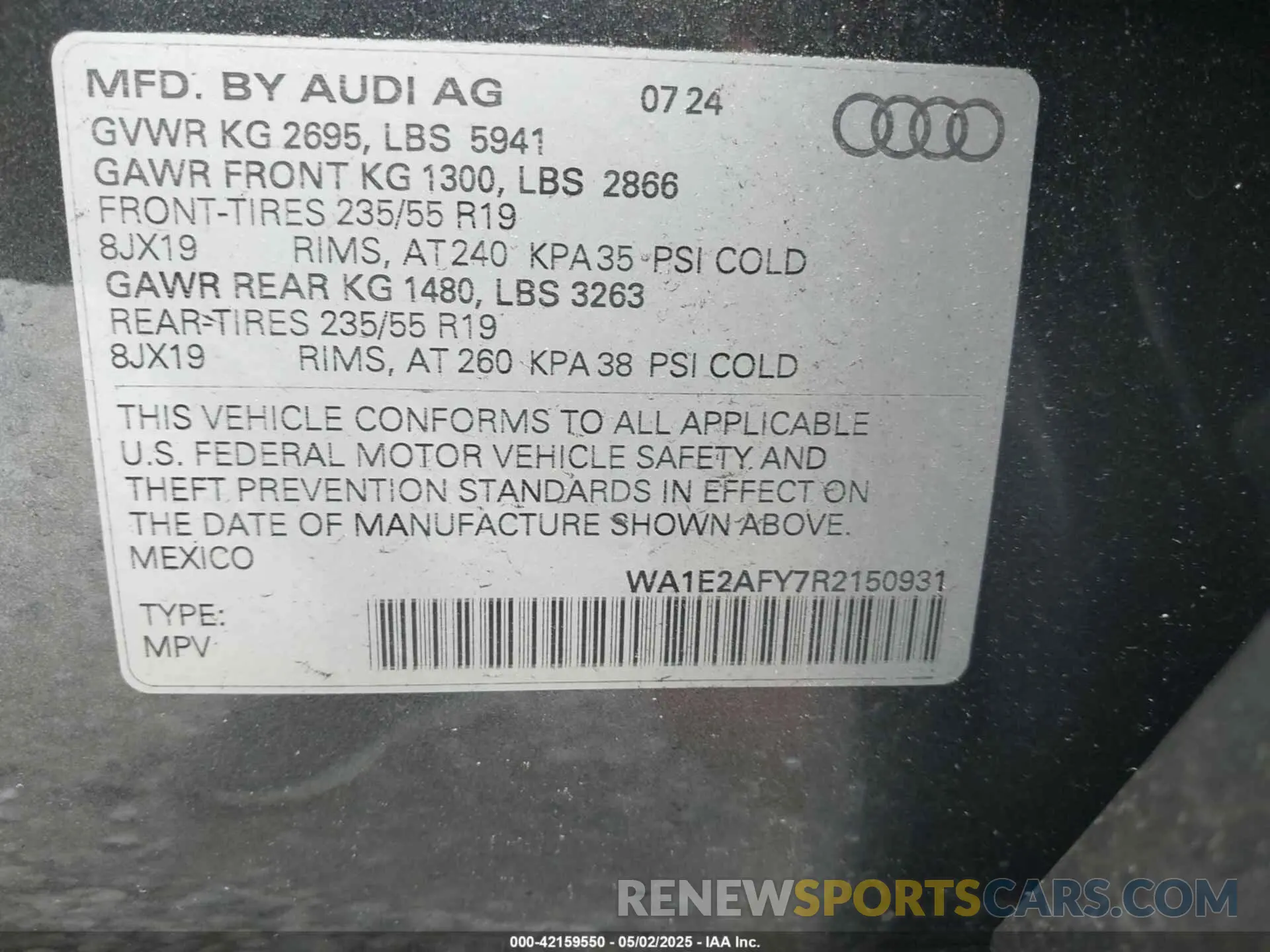 9 Фотография поврежденного автомобиля WA1E2AFY7R2150931 AUDI Q5 2024