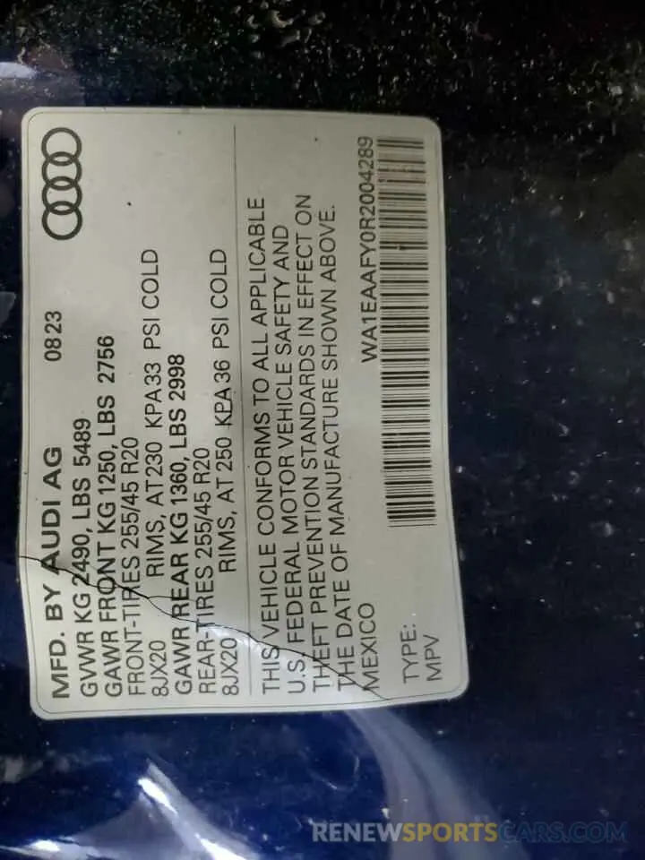 14 Photograph of a damaged car WA1EAAFY0R2004289 AUDI Q5 2024