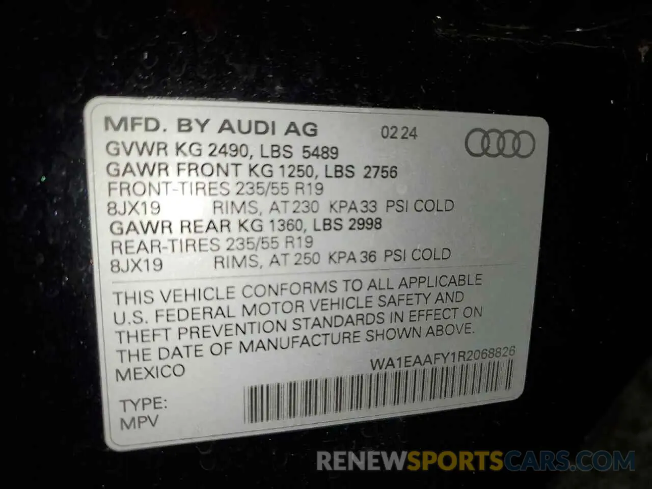 13 Photograph of a damaged car WA1EAAFY1R2068826 AUDI Q5 2024