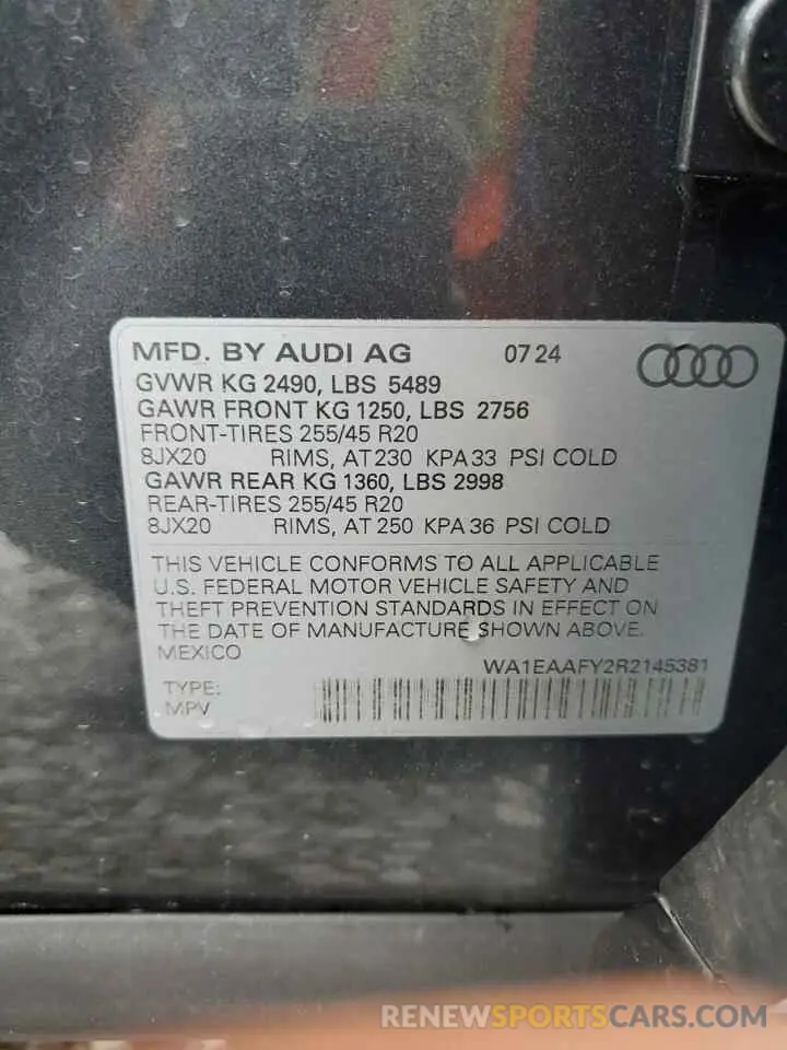 13 Фотография поврежденного автомобиля WA1EAAFY2R2145381 AUDI Q5 2024