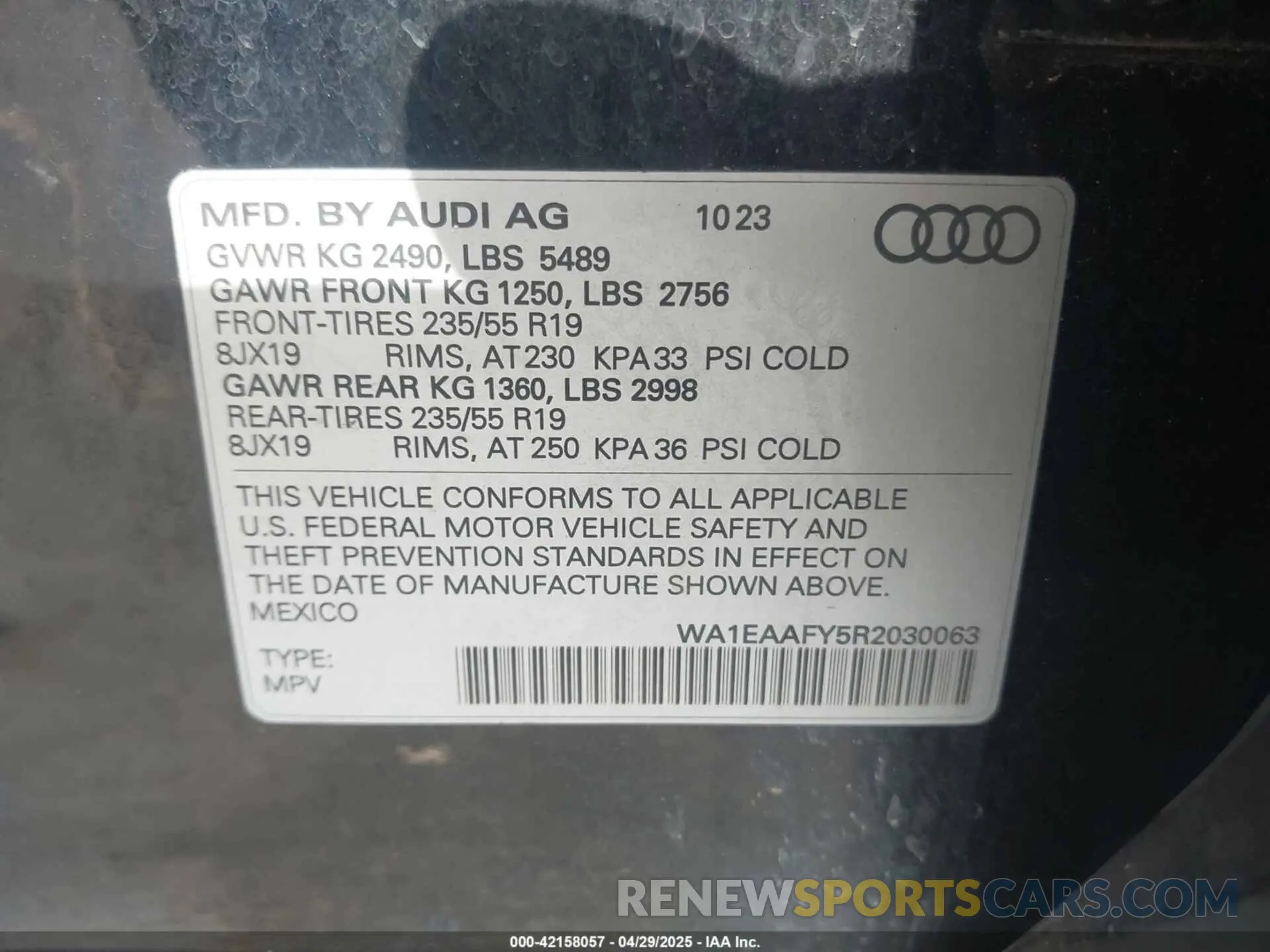 9 Photograph of a damaged car WA1EAAFY5R2030063 AUDI Q5 2024