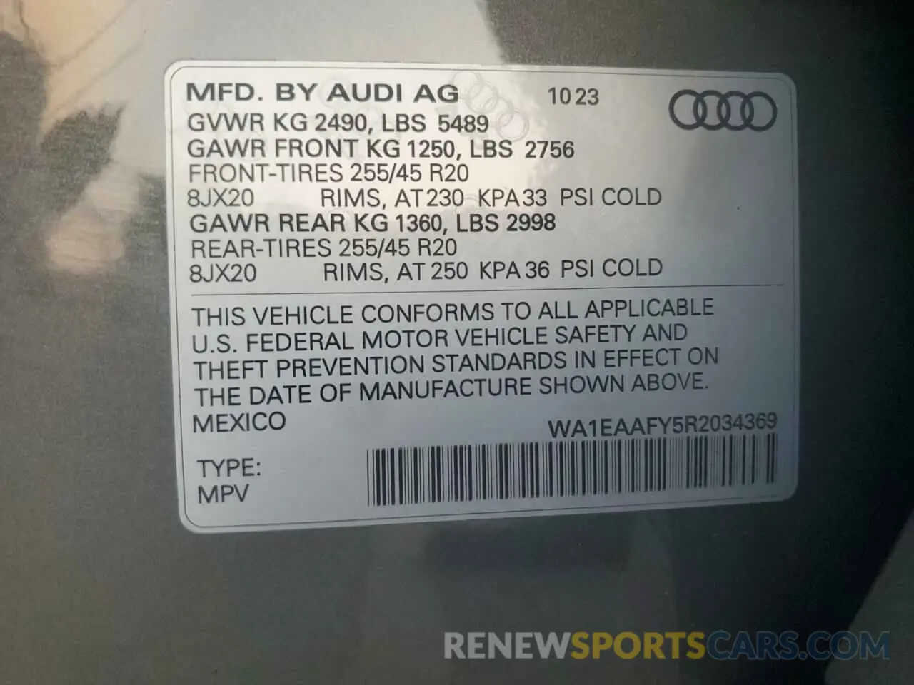 13 Фотография поврежденного автомобиля WA1EAAFY5R2034369 AUDI Q5 2024