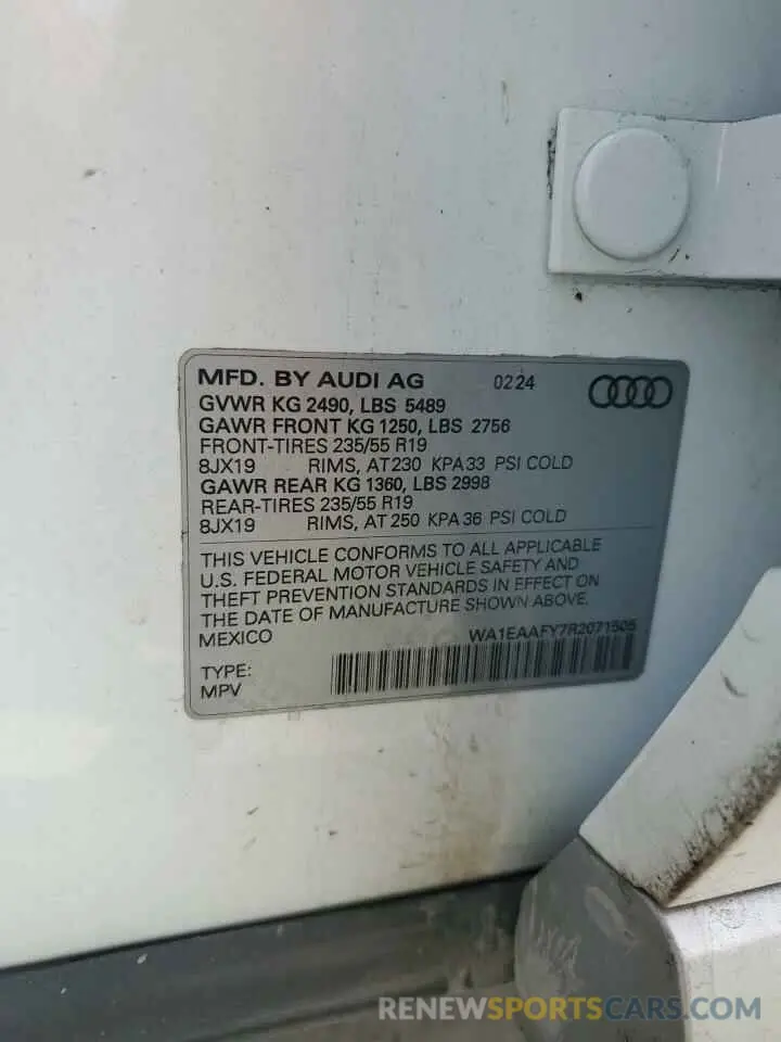 13 Фотография поврежденного автомобиля WA1EAAFY7R2071505 AUDI Q5 2024