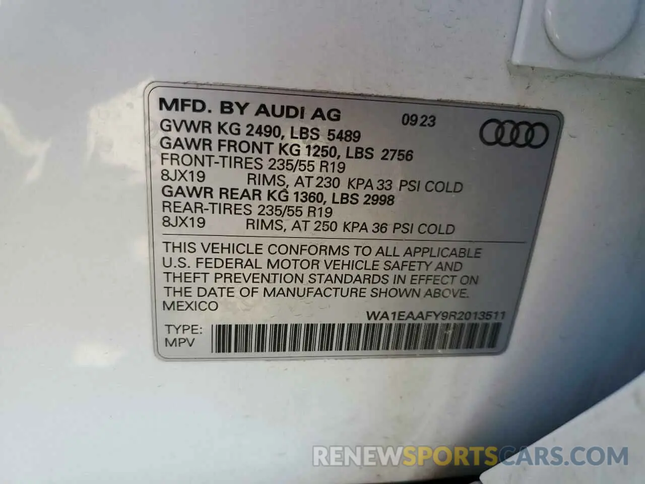 13 Photograph of a damaged car WA1EAAFY9R2013511 AUDI Q5 2024