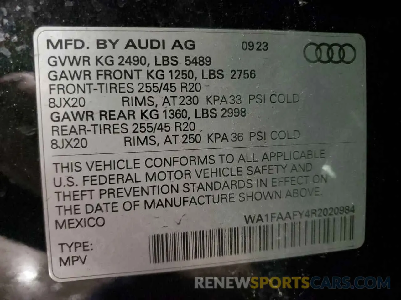 13 Photograph of a damaged car WA1FAAFY4R2020984 AUDI Q5 2024