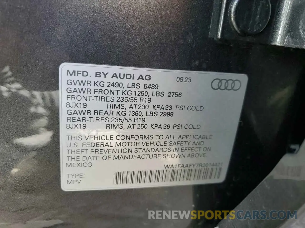 14 Фотография поврежденного автомобиля WA1FAAFY7R2014421 AUDI Q5 2024