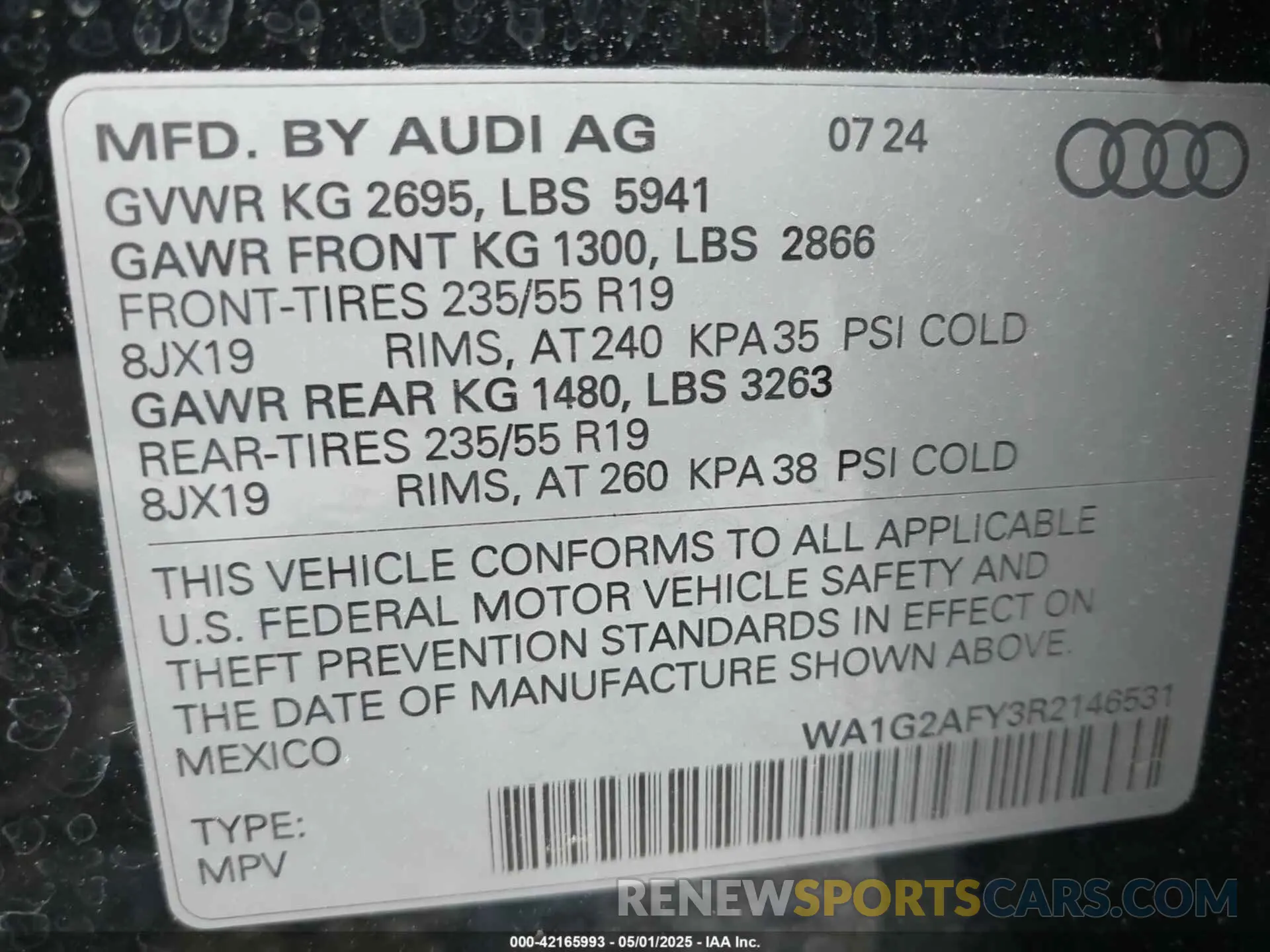 9 Photograph of a damaged car WA1G2AFY3R2146531 AUDI Q5 2024