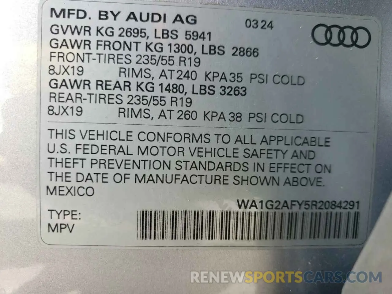 14 Фотография поврежденного автомобиля WA1G2AFY5R2084291 AUDI Q5 2024
