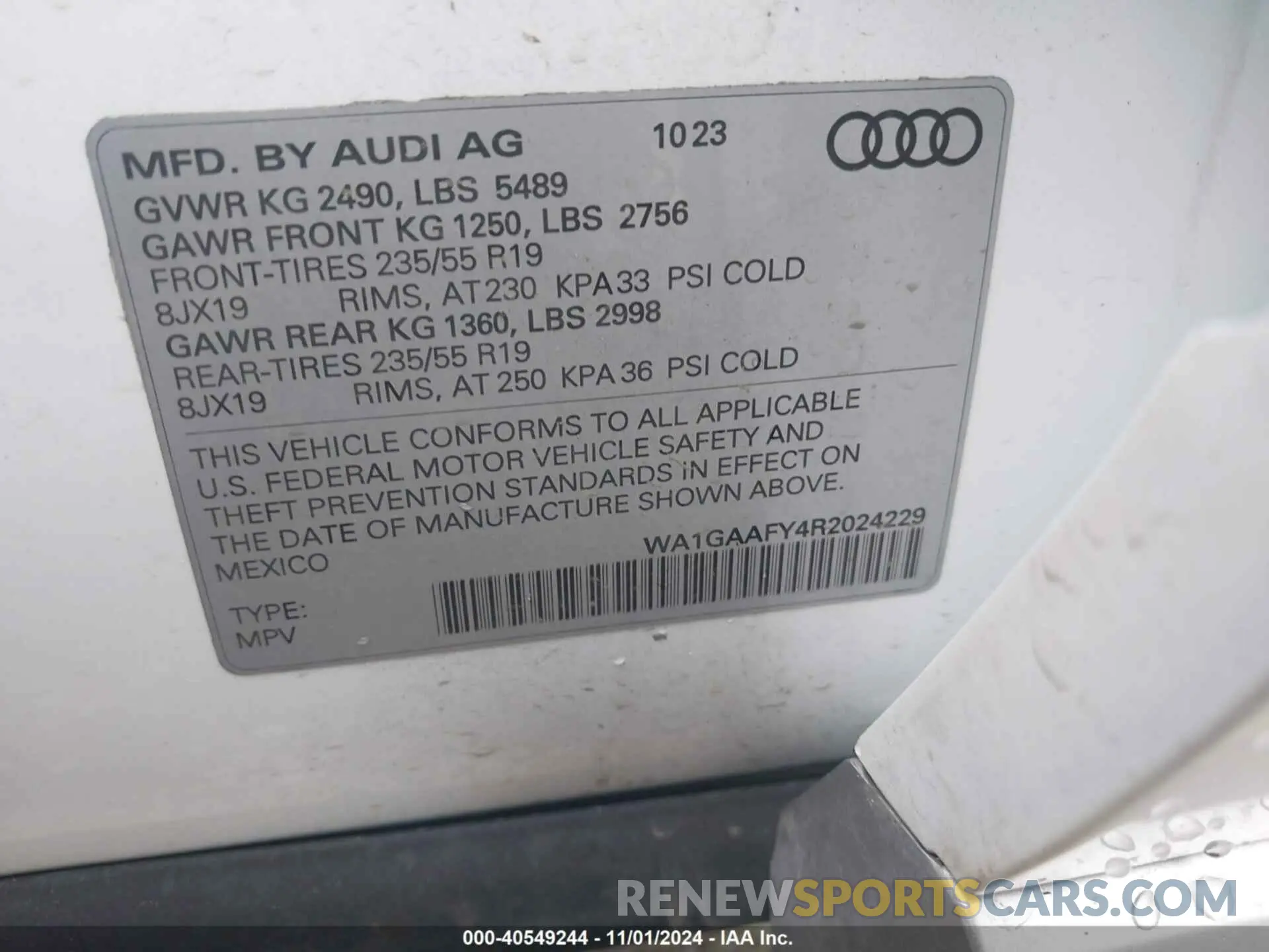 9 Photograph of a damaged car WA1GAAFY4R2024229 AUDI Q5 2024