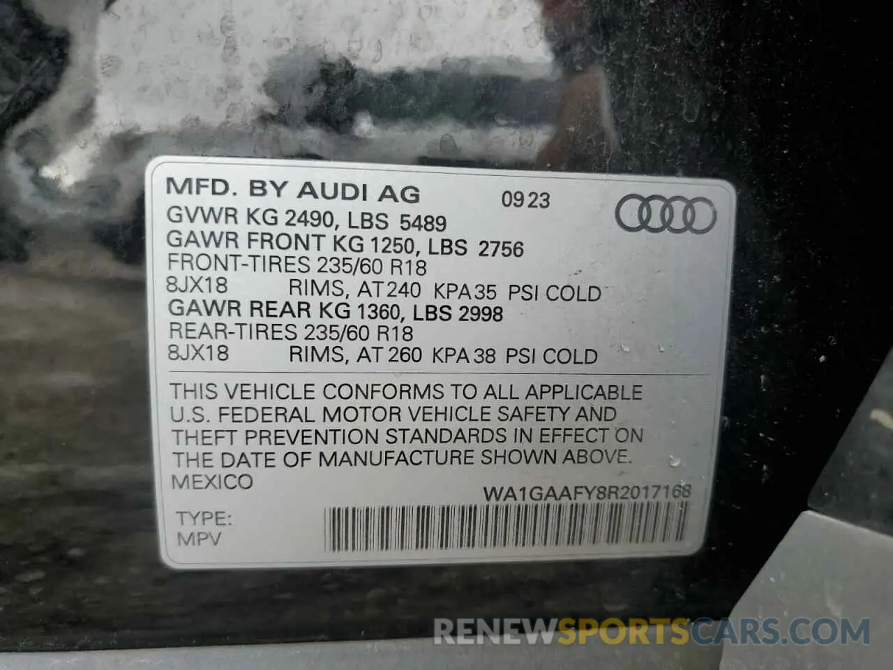 13 Photograph of a damaged car WA1GAAFY8R2017168 AUDI Q5 2024