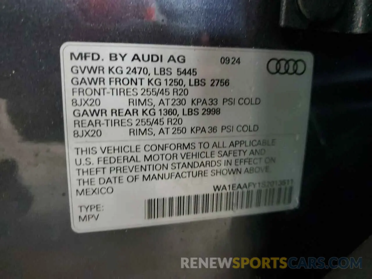13 Фотография поврежденного автомобиля WA1EAAFY1S2013511 AUDI Q5 2025