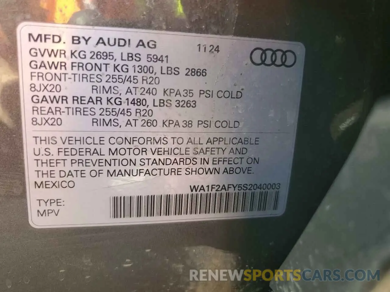 12 Фотография поврежденного автомобиля WA1F2AFY5S2040003 AUDI Q5 2025