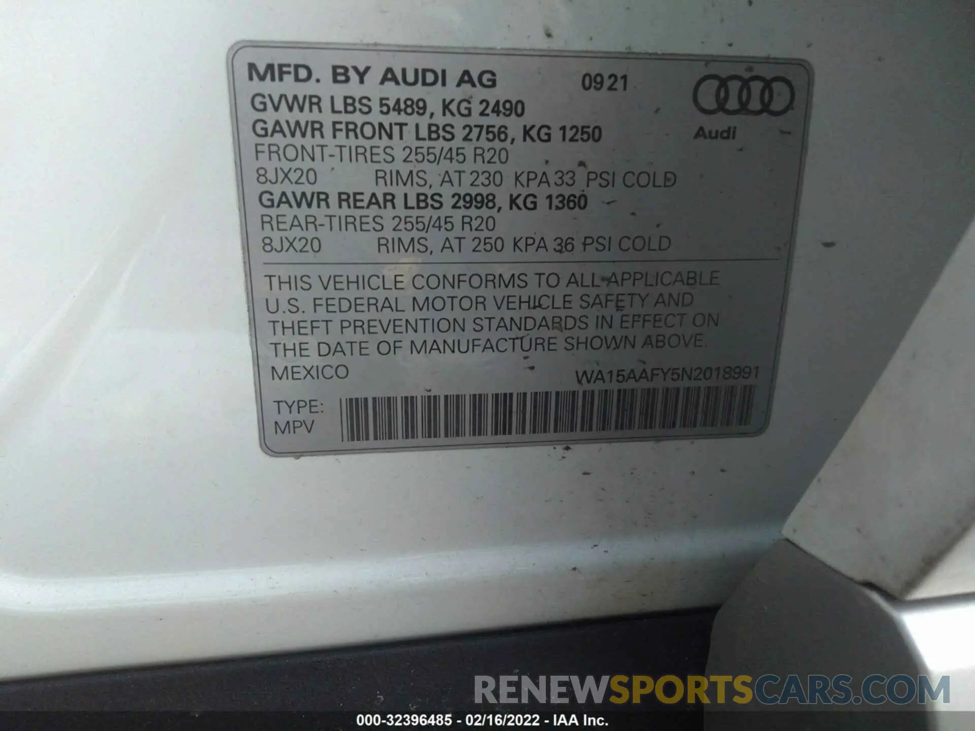 9 Фотография поврежденного автомобиля WA15AAFY5N2018991 AUDI Q5 SPORTBACK 2022