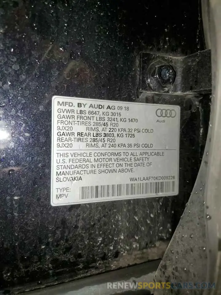 13 Фотография поврежденного автомобиля WA1LAAF70KD009226 AUDI Q7 2019
