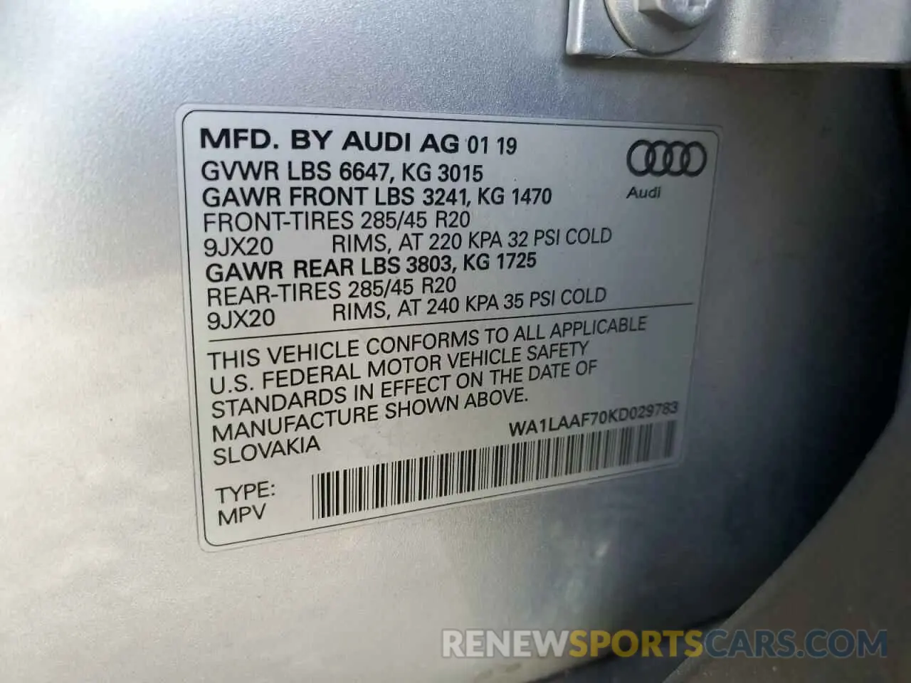 14 Photograph of a damaged car WA1LAAF70KD029783 AUDI Q7 2019