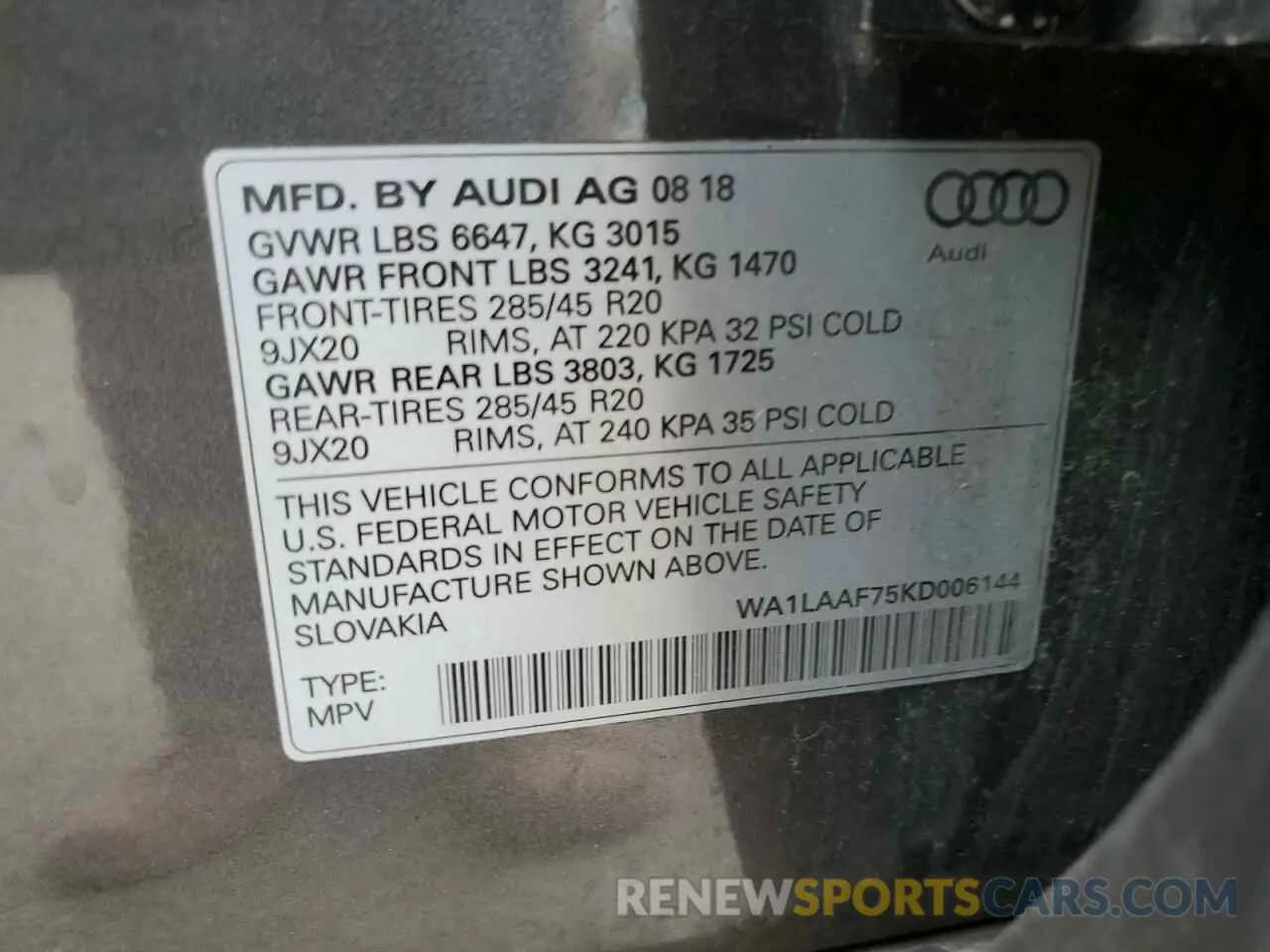 13 Photograph of a damaged car WA1LAAF75KD006144 AUDI Q7 2019