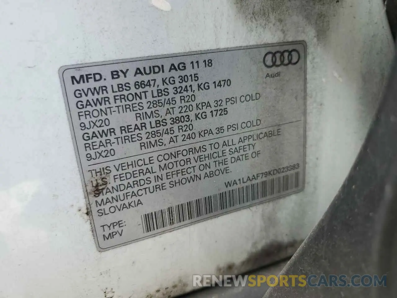 14 Photograph of a damaged car WA1LAAF79KD023383 AUDI Q7 2019