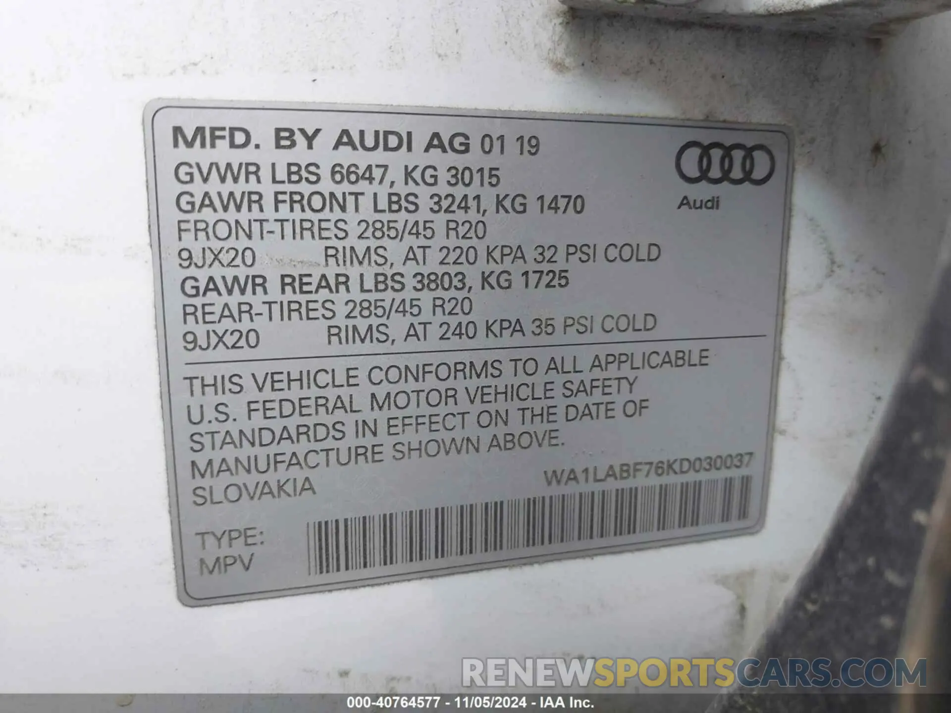 9 Photograph of a damaged car WA1LABF76KD030037 AUDI Q7 2019