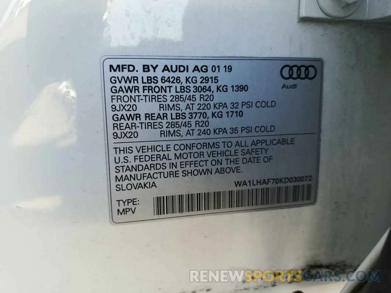 14 Фотография поврежденного автомобиля WA1LHAF70KD030072 AUDI Q7 2019