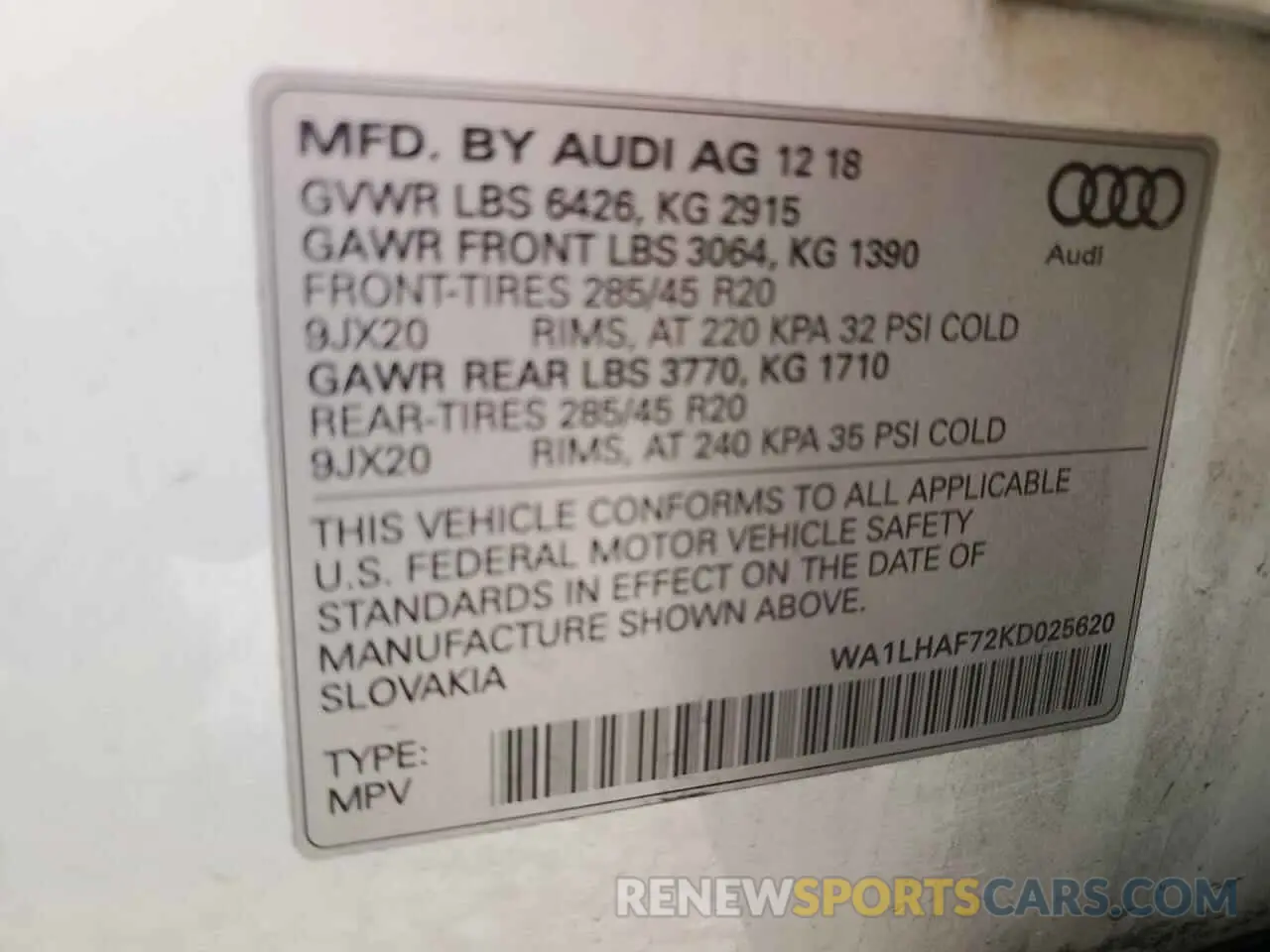 13 Фотография поврежденного автомобиля WA1LHAF72KD025620 AUDI Q7 2019