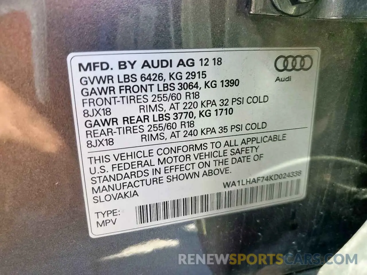 13 Фотография поврежденного автомобиля WA1LHAF74KD024338 AUDI Q7 2019