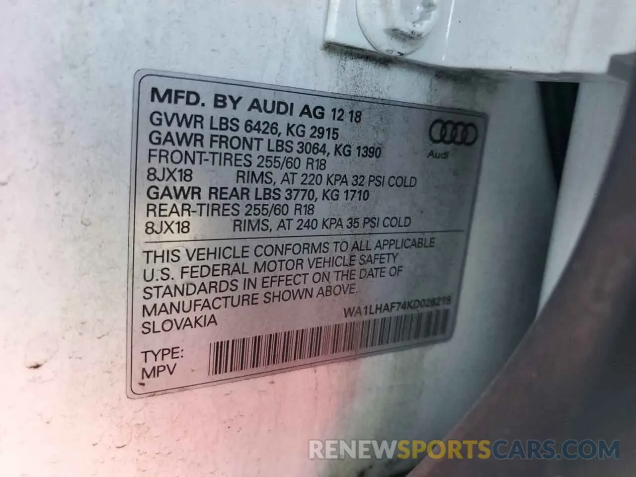 14 Фотография поврежденного автомобиля WA1LHAF74KD026218 AUDI Q7 2019