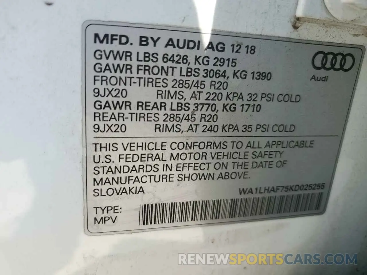 13 Фотография поврежденного автомобиля WA1LHAF75KD025255 AUDI Q7 2019