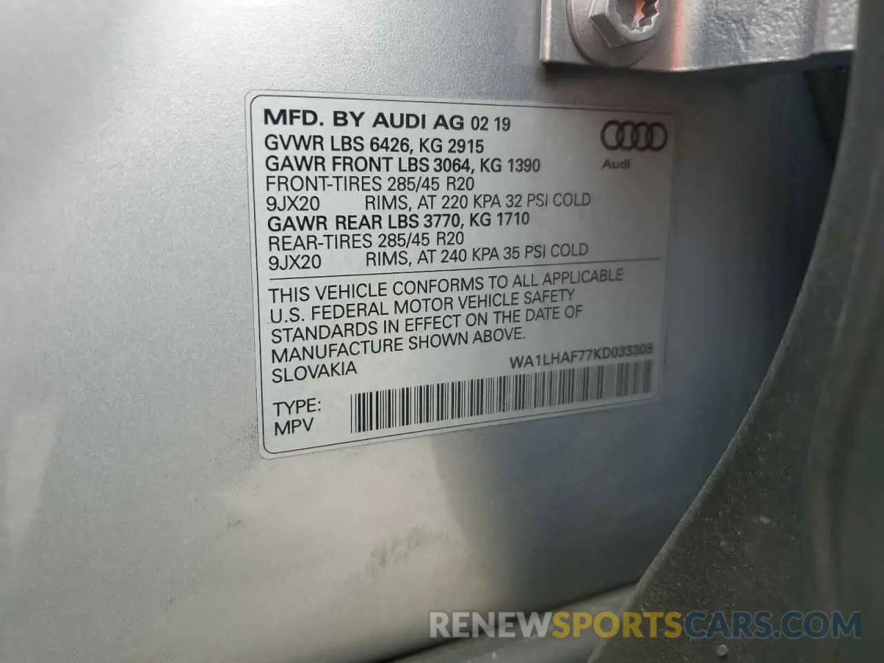 13 Фотография поврежденного автомобиля WA1LHAF77KD033308 AUDI Q7 2019