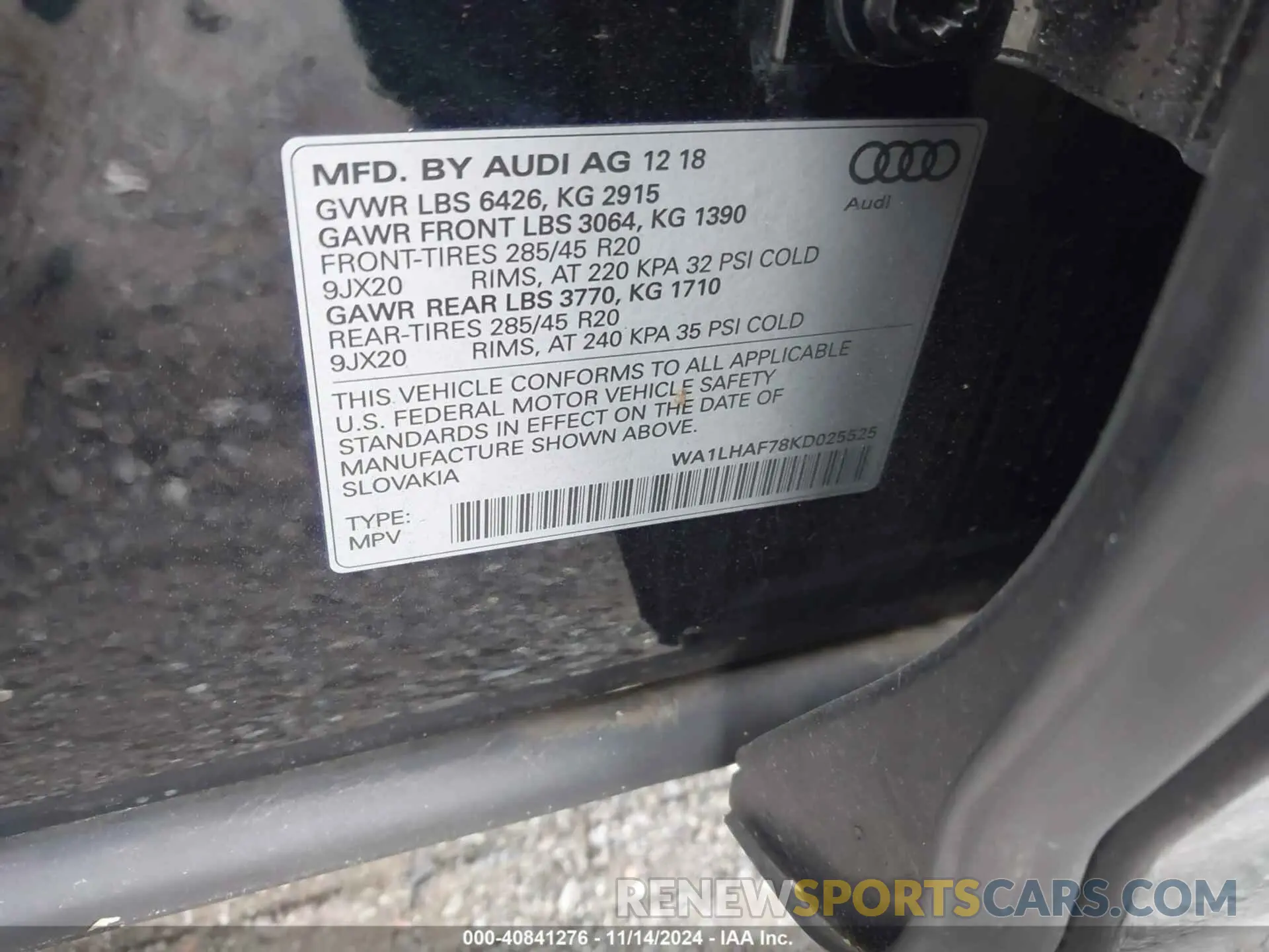 9 Фотография поврежденного автомобиля WA1LHAF78KD025525 AUDI Q7 2019