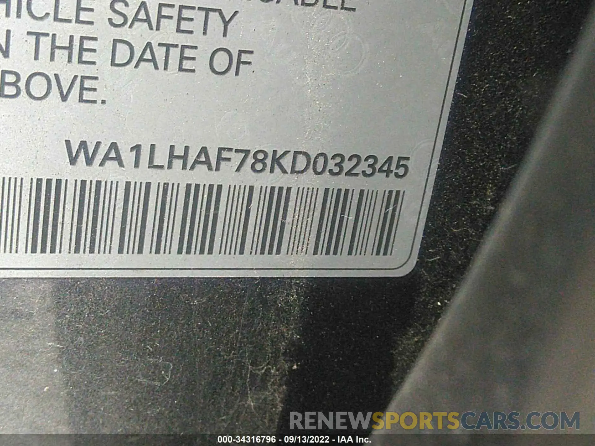 9 Фотография поврежденного автомобиля WA1LHAF78KD032345 AUDI Q7 2019