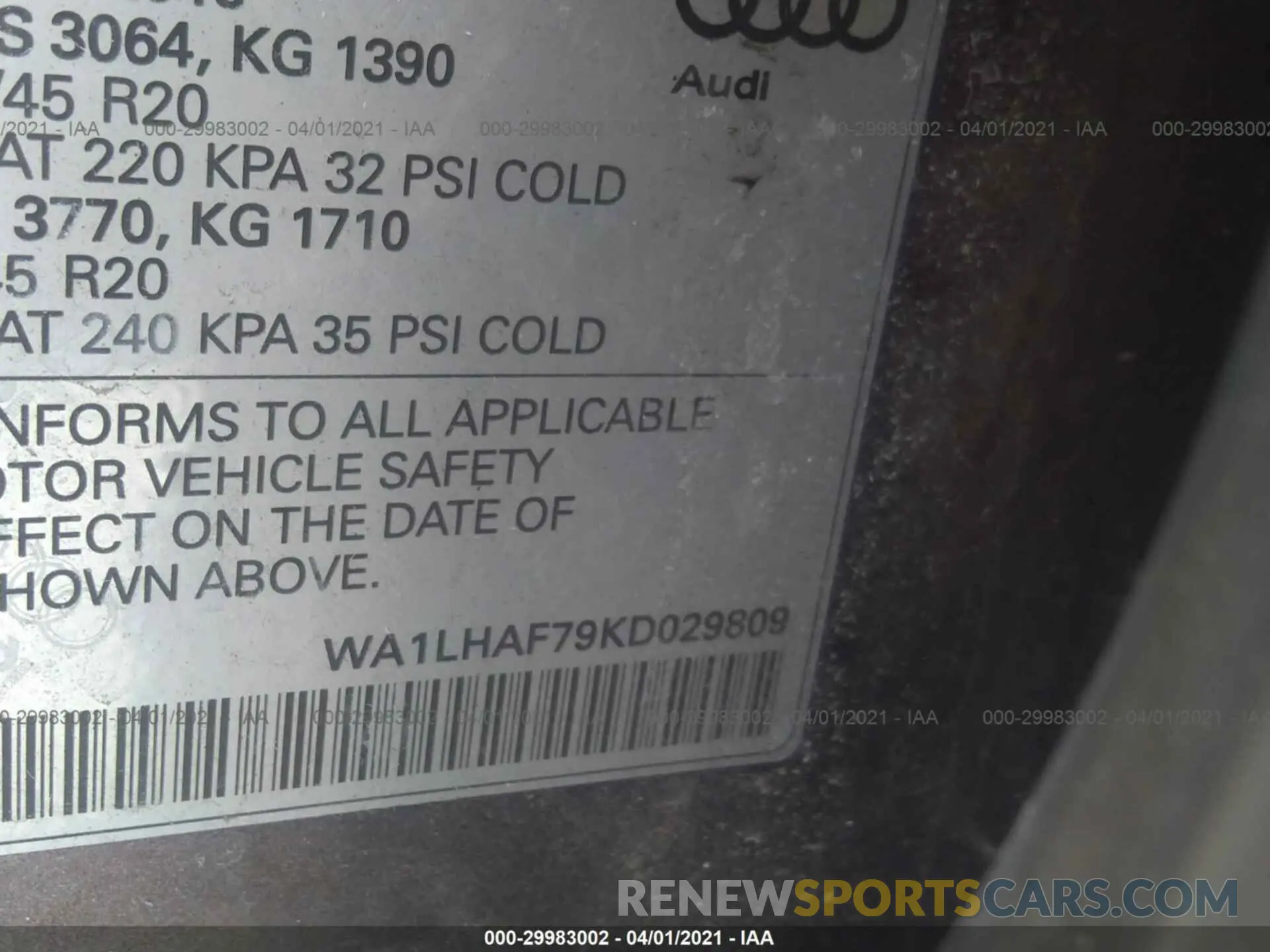 9 Photograph of a damaged car WA1LHAF79KD029809 AUDI Q7 2019