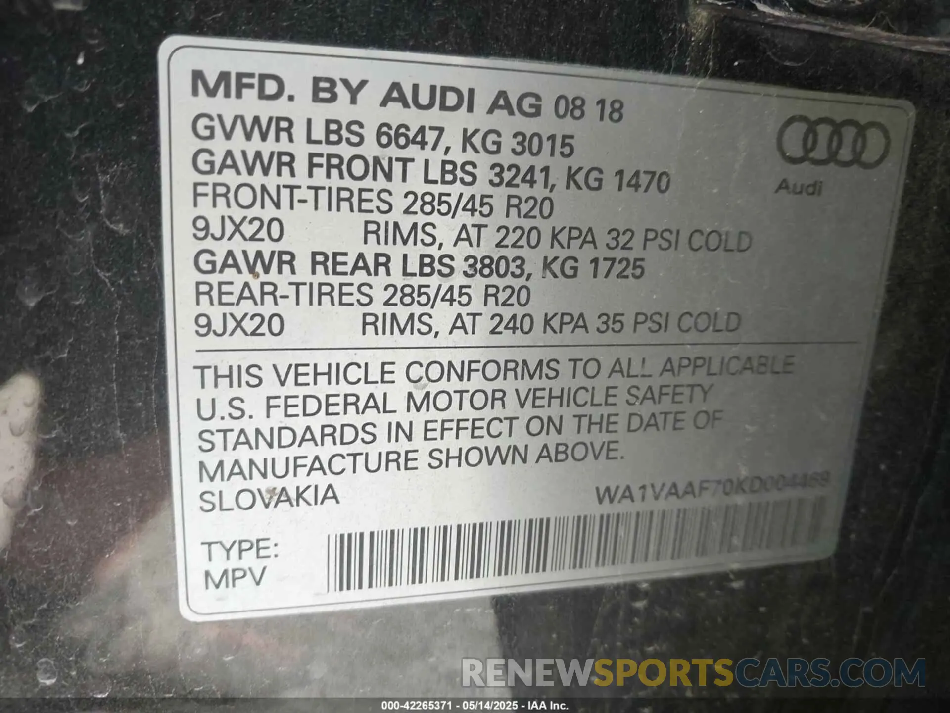 9 Фотография поврежденного автомобиля WA1VAAF70KD004469 AUDI Q7 2019