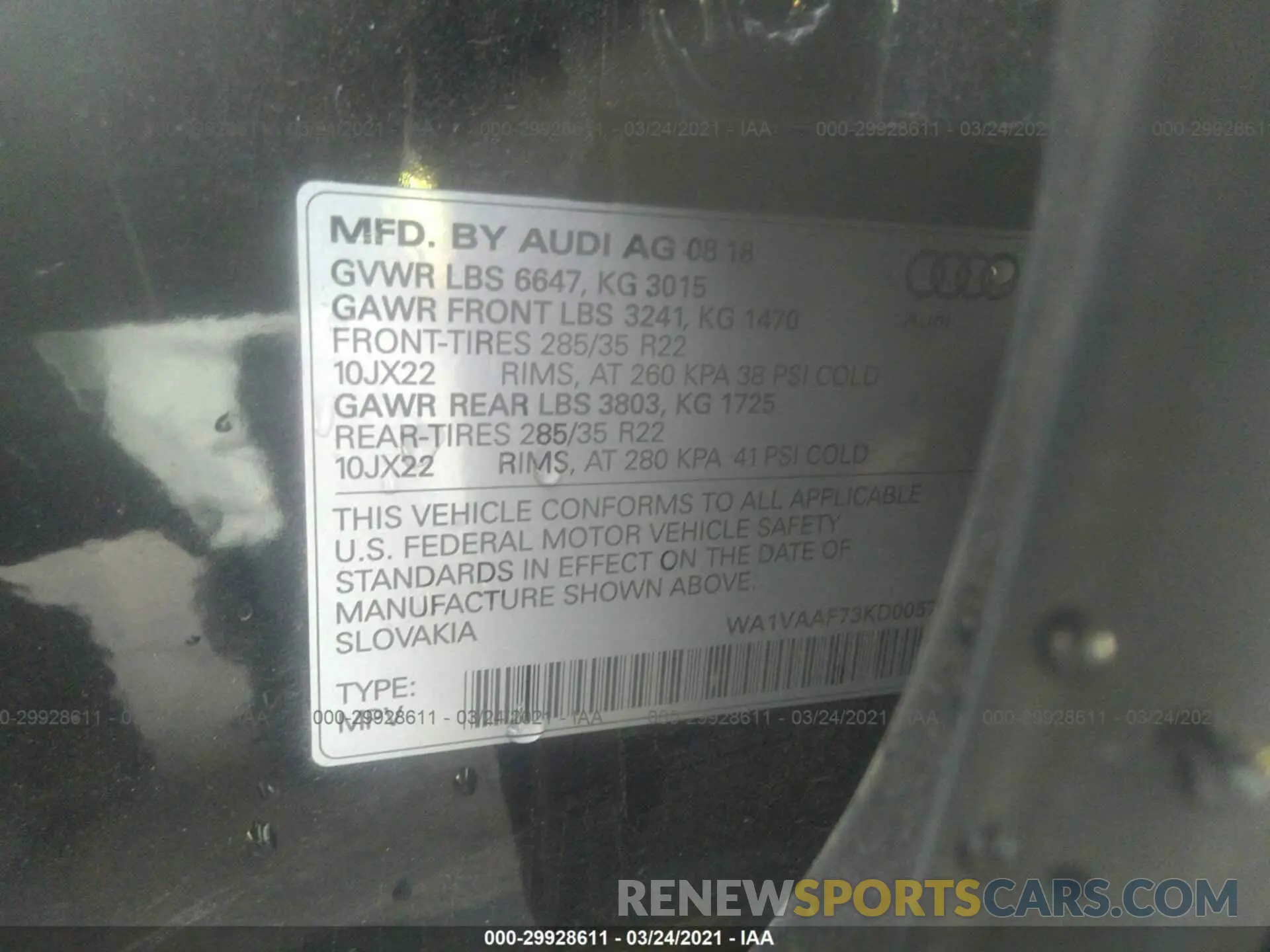 9 Photograph of a damaged car WA1VAAF73KD005793 AUDI Q7 2019