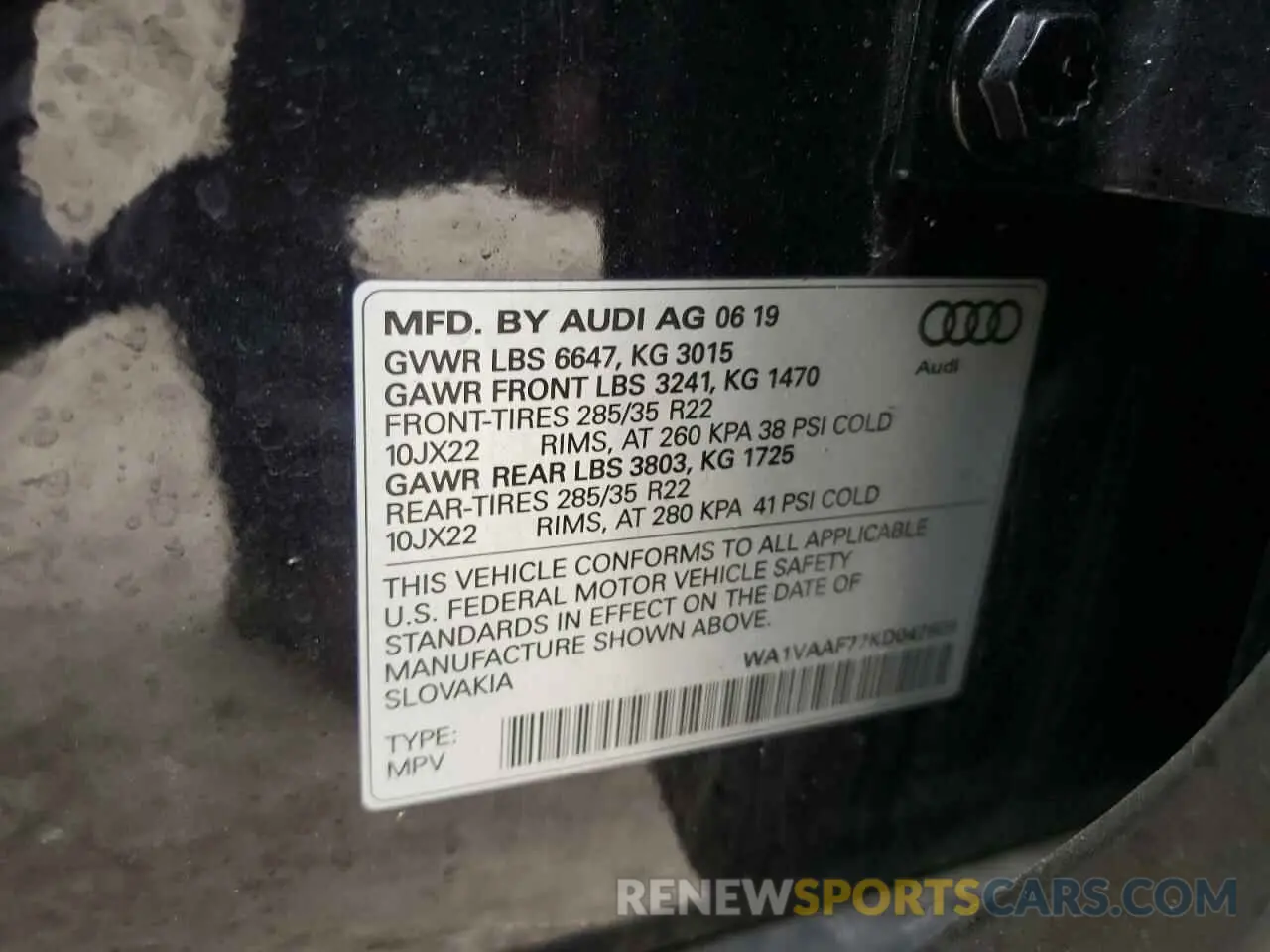 14 Фотография поврежденного автомобиля WA1VAAF77KD047609 AUDI Q7 2019
