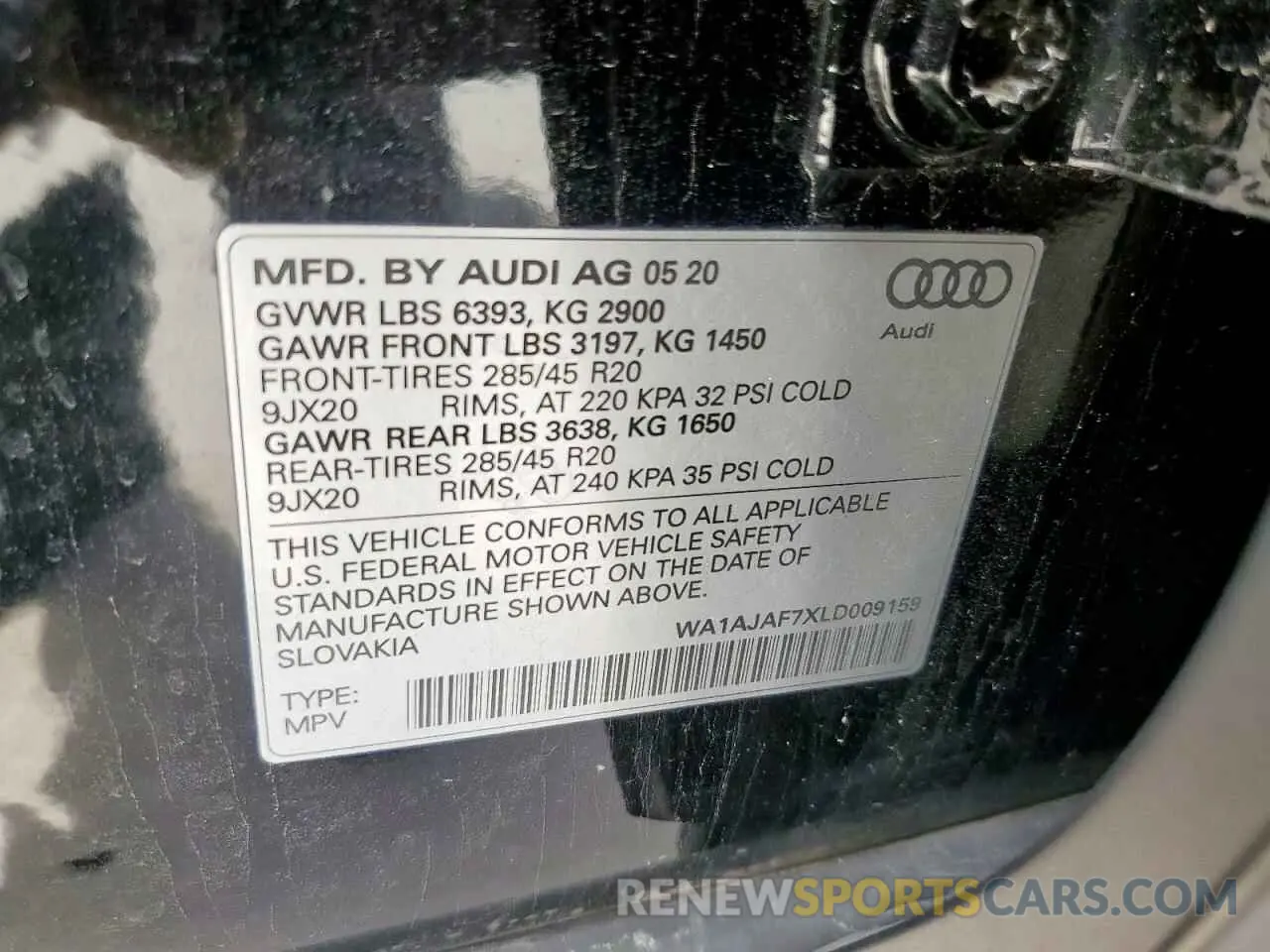 14 Photograph of a damaged car WA1AJAF7XLD009159 AUDI Q7 2020