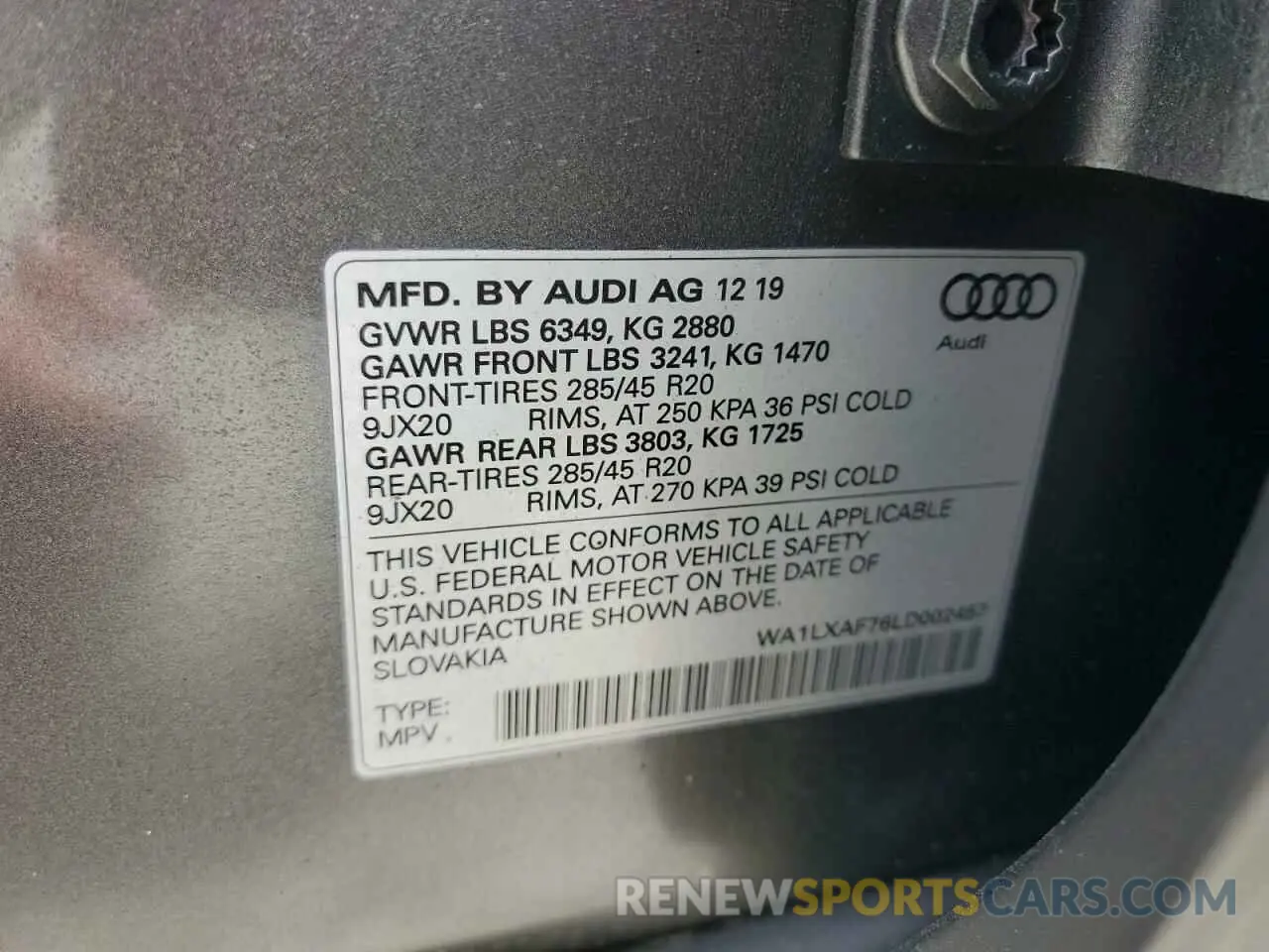 13 Photograph of a damaged car WA1LXAF76LD002457 AUDI Q7 2020