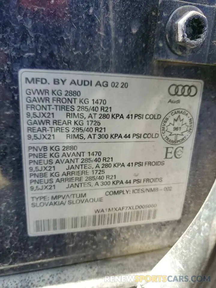 14 Фотография поврежденного автомобиля WA1MXAF7XLD005060 AUDI Q7 2020