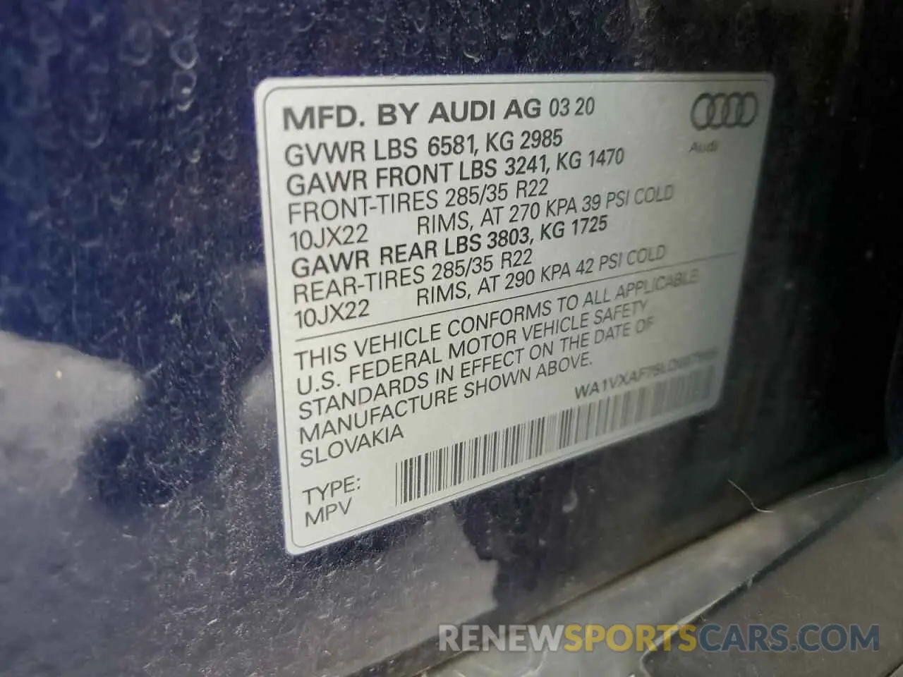 13 Photograph of a damaged car WA1VXAF75LD007965 AUDI Q7 2020